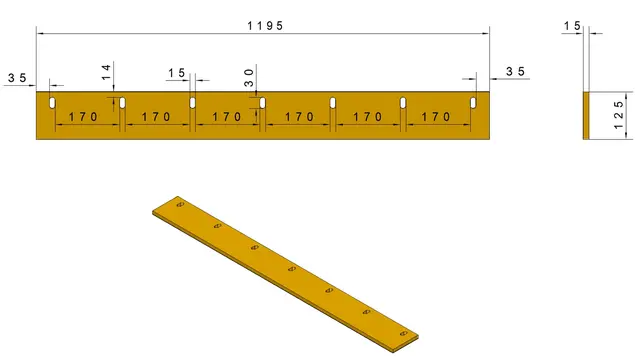 Beam Rotorclean sugenal PU (L=1195) 4stk/pr.sett.80-85 ShA 
