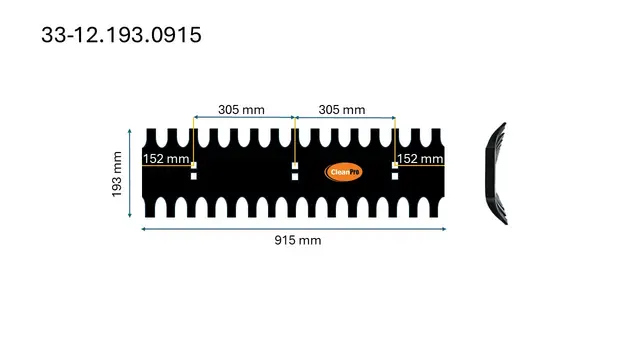 Veistål isriver buet 12x193x915mm 3-fot (14010816) 