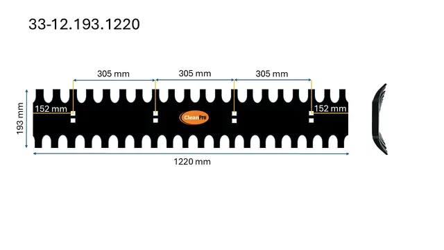 Veistål isriver buet 12x193x1220mm 4-fot (14010578) 