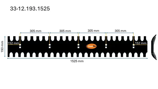 Veistål isriver buet 12x193x1525mm 5-fot (14010579) 