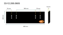 Veistål glatt 12x200x605mm, 4x2 hull 2-fot (14010455)