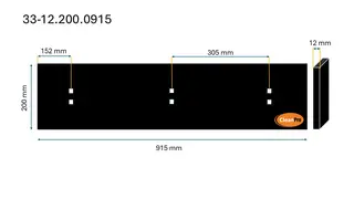 Veistål glatt 12x200x915mm, 3x2 hull 3-fot (14010493)