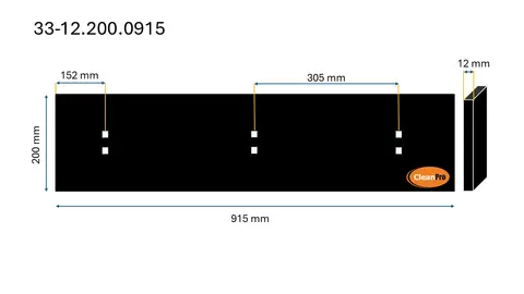 Veistål glatt 12x200x915mm, 3x2 hull 3-fot (14010493)