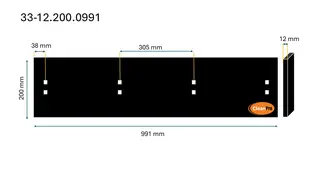 Veistål glatt 12x200x991mm, 4x2 hull A:38mm (14010551)