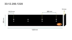 Veistål glatt 12x200x1220mm, 4x2 hull 4-fot (14010552)