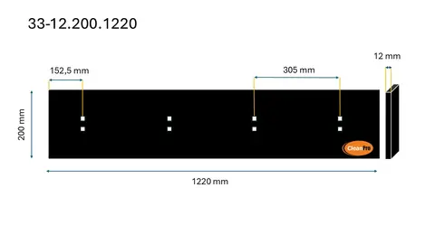 Veistål glatt 12x200x1220mm, 4x2 hull 4-fot (14010552)