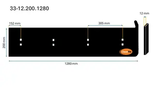 Veistål glatt endebøyd 12x200x1280mm (1220) (14010563)
