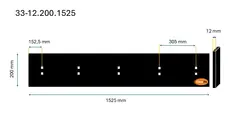 Veistål glatt 12x200x1525mm, 5x2 hull 5-fot