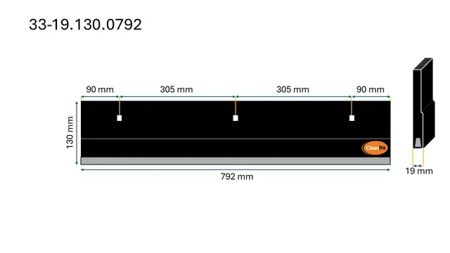 Veistål hardmetall 792mm/ 3-fot kort 19x130x792mm 