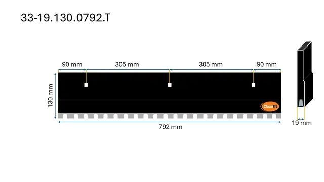 Veistål hardm. tannet 792mm/ 3-fot kort 19x130x792mm 