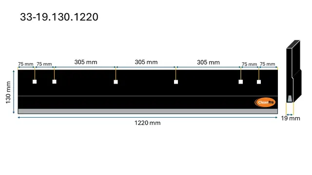 Veistål hardmetall 1220mm/ 4-fot 19x130x1220mm 