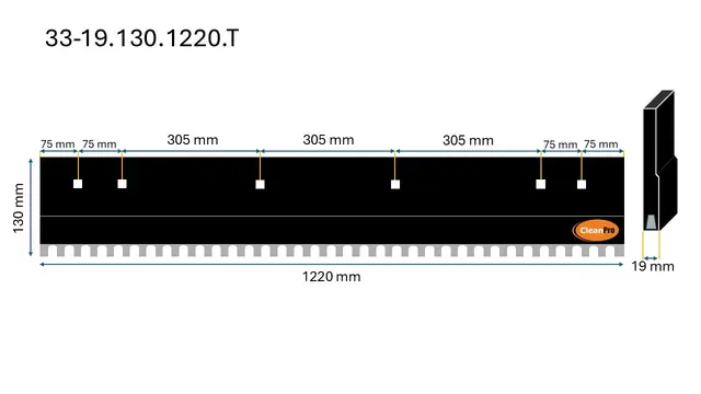 Veistål hardmetall tannet 1220mm/ 4-fot 19x130x1220mm 