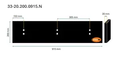 Veistål glatt 20x200x915mm 3-fot - 305mm deling (14011179)