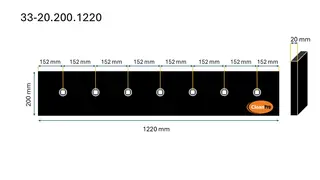 Veistål glatt 20x200x1220mm 6" deling for klappvinge (7 hull)