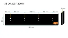 Veistål glatt 20x200x1220mm 4-fot - 305mm deling (14011180)