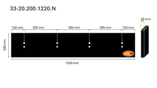 Veistål glatt 20x200x1220mm 4-fot - 305mm deling (14011180)