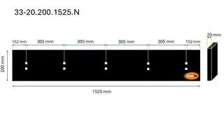 Veistål glatt 20x200x1525mm 5-fot - 305mm deling (14011181)