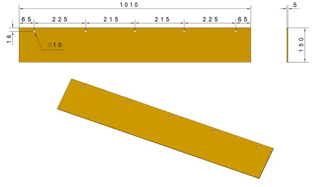 Broddson N/G elevator skjørt nedre (1010x150x5) 60 ShA 